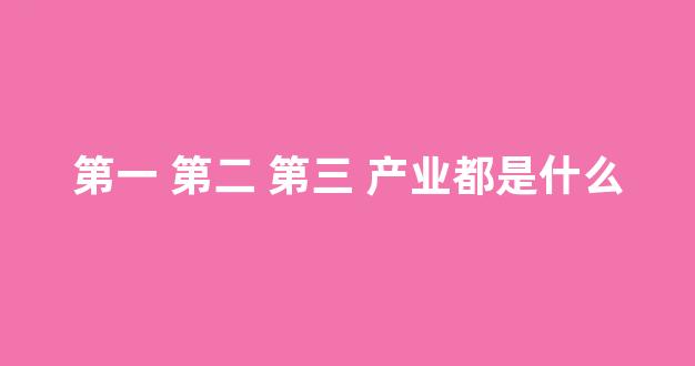 第一 第二 第三 产业都是什么(第一)_https://www.eamstsz.com_深交所_第1张